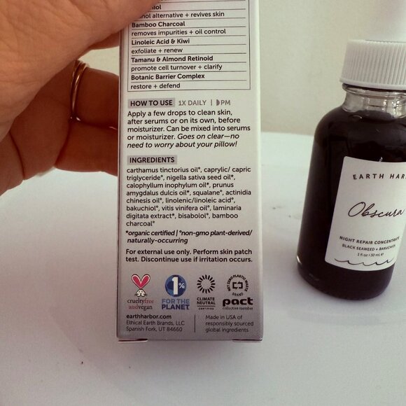 Earth Harbor Obscura Night Repair Full SIze Concentrate Serum Black Seaweed 1oz - Picture 6 of 9